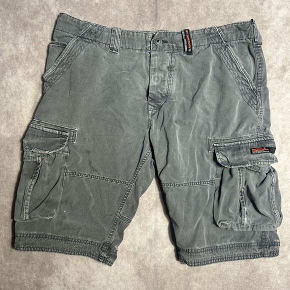 Superdry Shorts‎ Mens 36" Gray Field Military Utility Army Cargo Pocket Faded - Picture 1 of 6